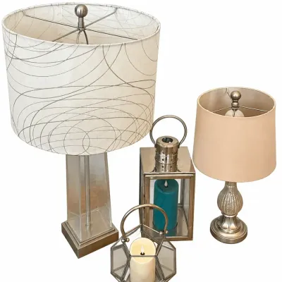 Modern Glass Table Lamps and Stainless Steel Candle Lantern