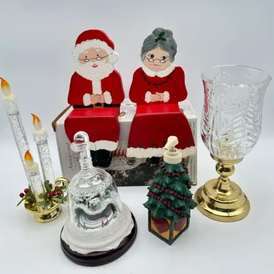 American Crystal Hurricane Lamp Vintage Christmas Decor Shelf Sitters 