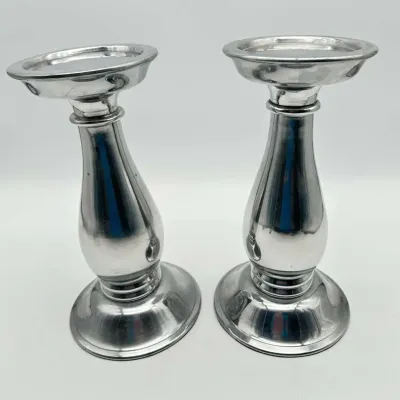 Pottery Barn Turner Aluminium Pillar Candle Holders