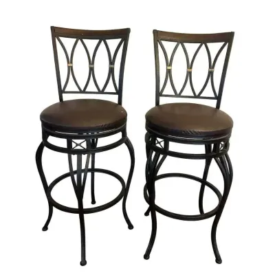 Metal Swivel Bar Stools Faux Leather Counter Seating