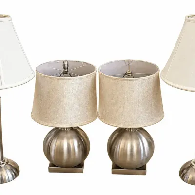 Brushed Nickel Table Lamps with Fabric Shades