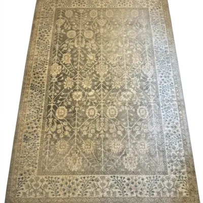 Unique Loom Vienna Light Grey Cream 7x10 Area Rug & Non Slip Pad