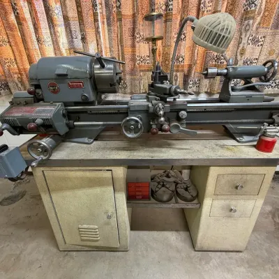 Vintage Delta Rockwell Metal Lathe with Cabinet Base