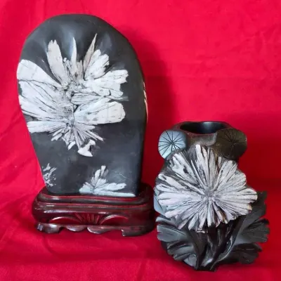 Carved Crysanthemum Stone