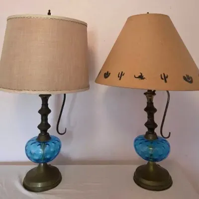 Vintage Blue Glass Lamps