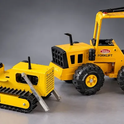 Tonka Metal Forklift and Dozer Construction Toys