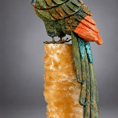Hand Carved Stone Parrot