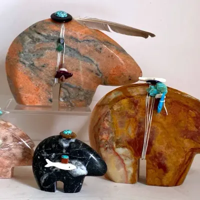 Marble Agate Bear Fetish Family 