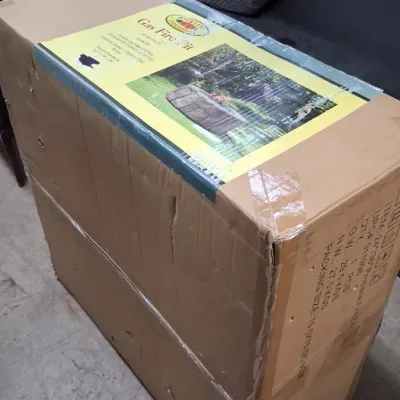 Backyard Expressions 28-inch gas fire pit, new in original box.
