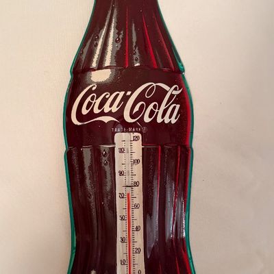 Vintage Coca-Cola Bottle Tin Advertising Thermometer Sign by Robertson