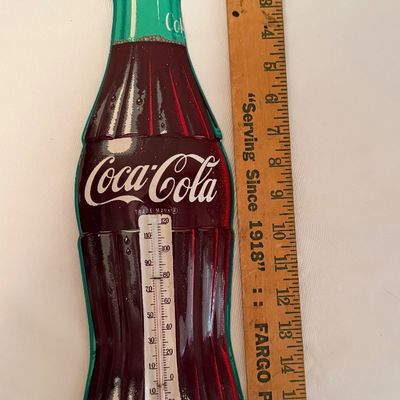 Vintage Coca-Cola Bottle Tin Advertising Thermometer Sign by Robertson