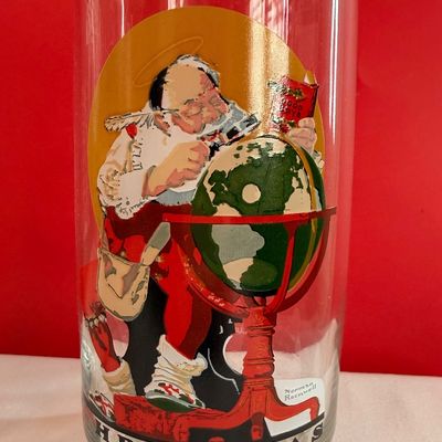 Vintage Coca-Cola Norman Rockwell Christmas Glasses - Set of 6