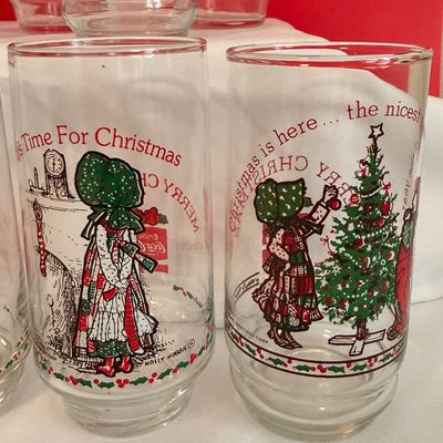 Vintage Holly Hobbie Coca-Cola Holiday Glass Tumblers Collection - Set of 11