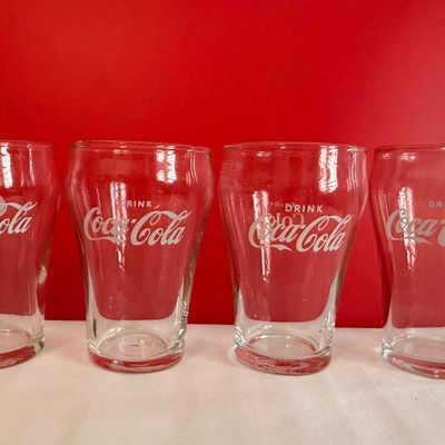Set of 4 Vintage Coca-Cola Clear Glass Bell Drinking Glasses, mini size