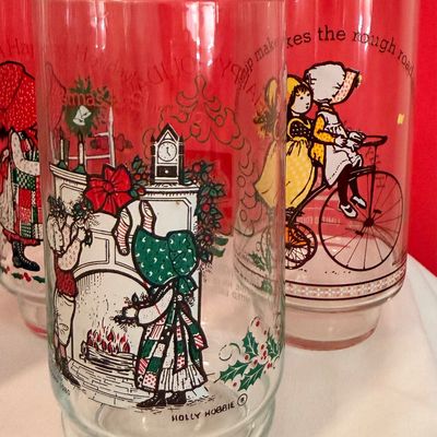 Vintage Holly Hobbie Coca-Cola Holiday Glass Tumblers Collection - Set of 11