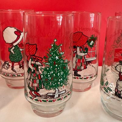 Vintage Holly Hobbie Coca-Cola Holiday Glass Tumblers Collection - Set of 11