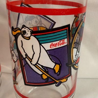 Set of 6 Vintage Coca-Cola Drinking Glasses - FIFA 1994 World Cup & Active Polar Bears