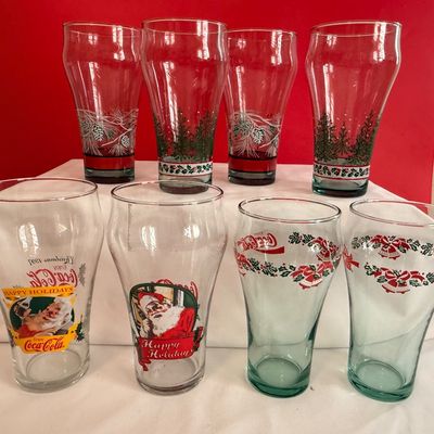 Vintage Coca-Cola Christmas Holiday Glassware Set of 8