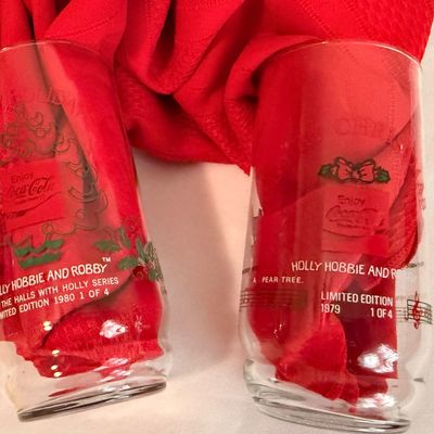 Vintage Holly Hobbie Coca-Cola Holiday Glass Tumblers Collection - Set of 11