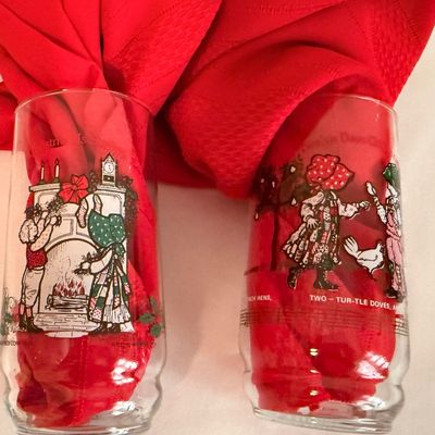 Vintage Holly Hobbie Coca-Cola Holiday Glass Tumblers Collection - Set of 11