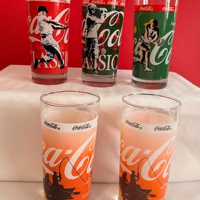 Vintage Coca-Cola Classic Sports Drinking Glasses - Set of 5