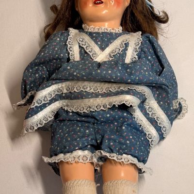 Sale Photo Thumbnail #391: Hair, extra clothes shown were original items when doll was bought. 
Eyes open when upright closed when laying down.