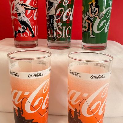 Vintage Coca-Cola Classic Sports Drinking Glasses - Set of 5