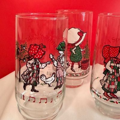 Vintage Holly Hobbie Coca-Cola Holiday Glass Tumblers Collection - Set of 11