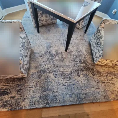 Feizy Fine Rug 8 Ft X 9.75 Ft, Blues & White Distressed Abstract Design, Pad Underneath *Rug Only 