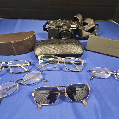 Various Reading Eye Glasses, Sunglasses, Cases,And Canon G10 Digital Camera 