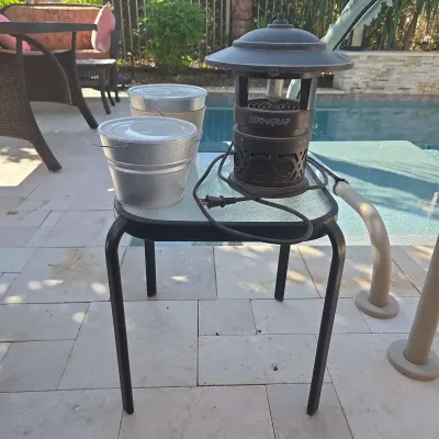Square Outdoor Side Table, DynaTrap, Citronella Candles