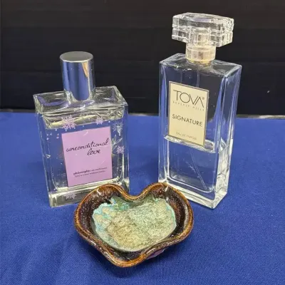 Perfume & Trinket Dish Lot - Philosophy Unconditional Love, TOVA Signature Eau de Parfum, Heart-Shap