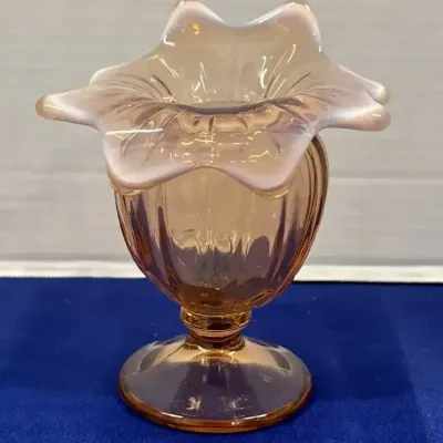 Westmoreland Lotus Pink Opalescent 5" Vase - Fluted Flower Shaped Rim