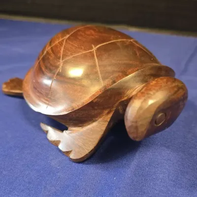 Hand-Carved Wooden Sea Turtle Figurine