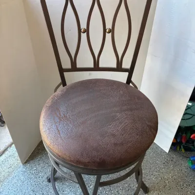 Dark Bronze Metal Swivel Stool - Lattice Back, Counter Top