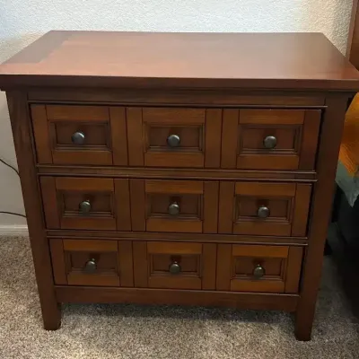 Magnussen Home "Harrison" 3-Drawer Wood Nightstand #1 - Cherry Finish, Bedside Table