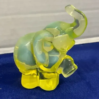 Fenton Yellow Glass Elephant Figure