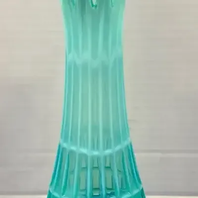 Fenton Green Opalescent Swung Vase - Mint Green