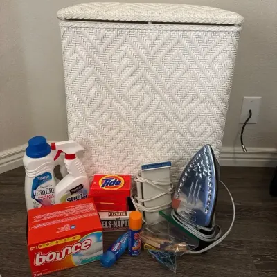 Laundry Time - White Wicker Hamper, Rowenta Iron, Norelco Steamer & Detergents
