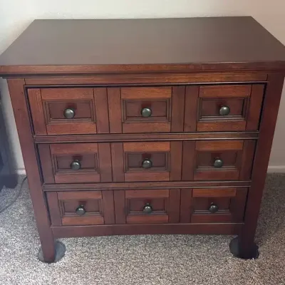 Magnussen Home "Harrison" 3-Drawer Wood Nightstand #2 - Cherry Finish, Bedside Table