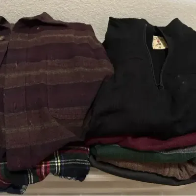 Men’s Clothing - M/L, 3 Flannels, 4 Quarter Zips, 1 Zip Sweater, Cabela’s, Club Room, LL Bean