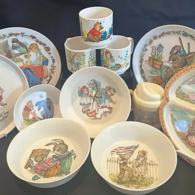 Vintage Plastic Children’s Dishware- Disney, Peter Rabbit, Raggedy Ann