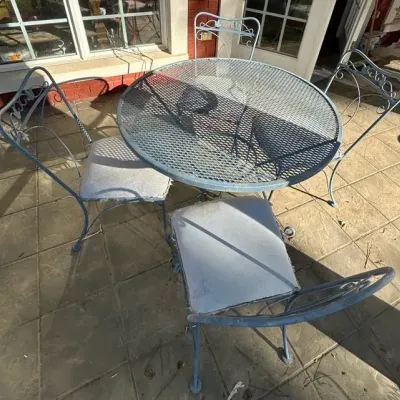 Blue Wrought Iron Patio Dining Set 