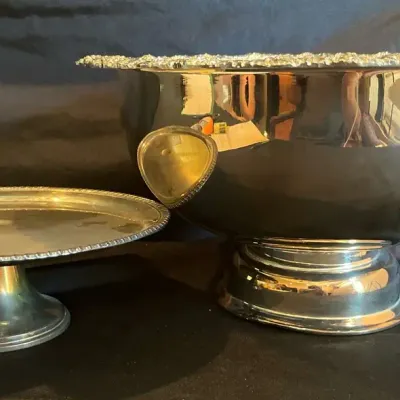 Vintage XL Silver Plated Pedestal Bowl And Cake Plate