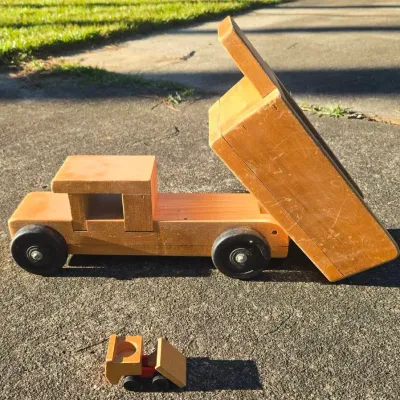 Vintage 1976 Gordon Rowe & 1971 Mattel Wooden Dump Trucks