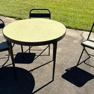 Circular Desk & 3 Samsonite Shwayders Brother Inc.Chairs