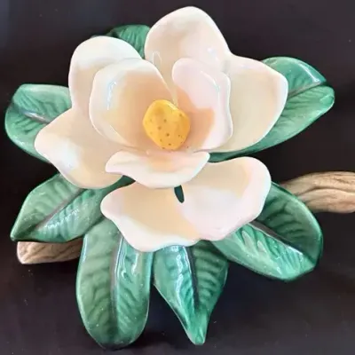 Vintage Jamar Mallory Studio Ceramic Magnolia Flower Sculpture 