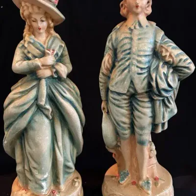New Art Wares Chalk Ware Courting Couple Figurines