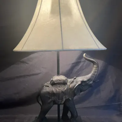 Metal Elephant Lamp With Dark Bronze Finish