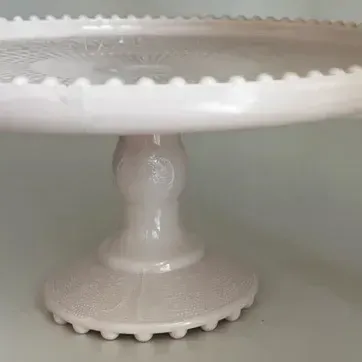 Pink Milk Glass Cake Stand